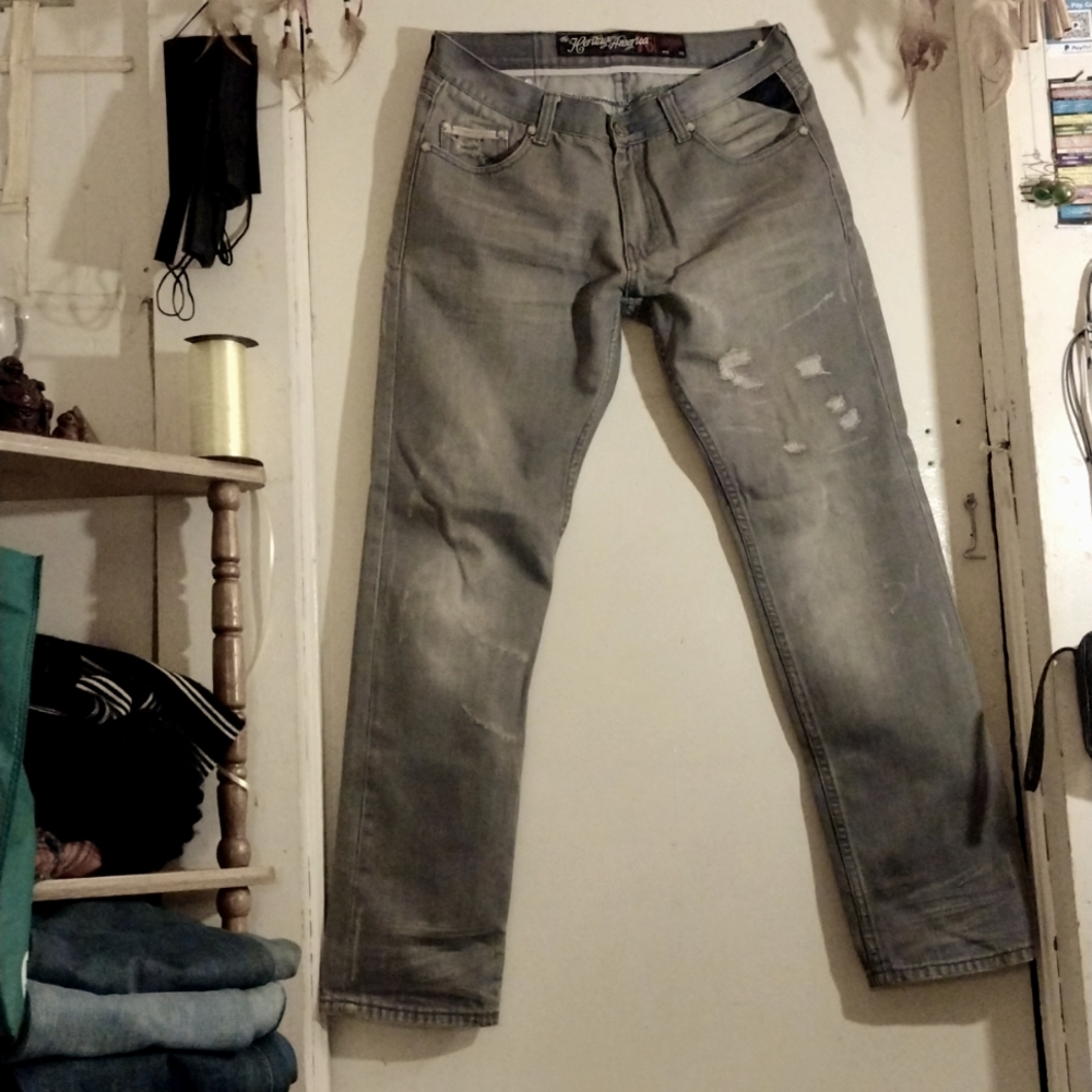 The Heritage American 1776 Denim Jeans Size: W34 by L33 Color- Gray-Brown.